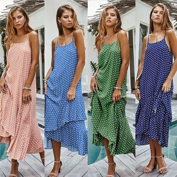 ladies summer boho maxi dress spaghetti strap evening party beach dress elegant summer holiday sling polka dot printed sundress, Black;gray
ladies summer boho maxi dress spaghetti strap evening party beach dress elegant summer holiday sling polka dot printed sundress, Black;gray