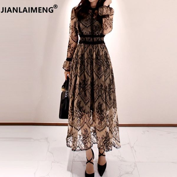 casual dresses spring elegant dress for women vintage lace long sleeve o-neck robe femme slim woman party, Black;gray
casual dresses spring elegant dress for women vintage lace long sleeve o-neck robe femme slim woman party, Black;gray