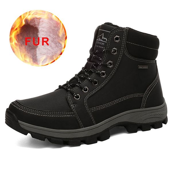 2019 men boots winter plush warm waterproof sneakers outdoor ankle casul snow boots men hiking sport leather big size 45, Black
2019 men boots winter plush warm waterproof sneakers outdoor ankle casul snow boots men hiking sport leather big size 45, Black