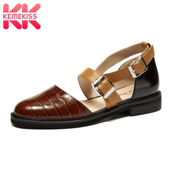 kemekiss women real leather sandals round toe buckle strap stone pattern vintage shoes female fashion footwear size 34-40, Black
kemekiss women real leather sandals round toe buckle strap stone pattern vintage shoes female fashion footwear size 34-40, Black
