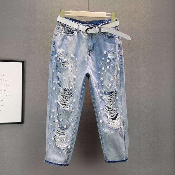 2020 summer jean pants for women new european streetwear style loose high waist pearl diamond hole jeans female pants jeans, Blue
2020 summer jean pants for women new european streetwear style loose high waist pearl diamond hole jeans female pants jeans, Blue