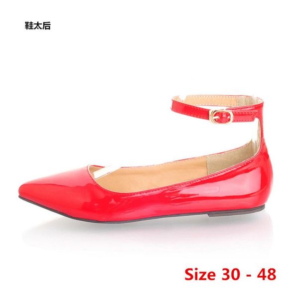 ankle strap women flat shoes ballet shoes breathable pointed flats woman soft small big size 30 - 48, Black 
ankle strap women flat shoes ballet shoes breathable pointed flats woman soft small big size 30 - 48, Black
