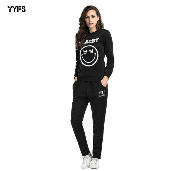 women designer two-piece happy smiley face print sports suit round neck sweater pants womennvxtnvxt, Gray
women designer two-piece happy smiley face print sports suit round neck sweater pants womennvxtnvxt, Gray