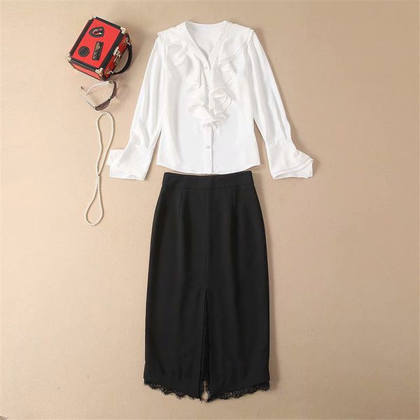 elegant 2piece skirt set women 2019 brand new designer full sleeve ruffles white blouse+pencil skirt suit set work wear
elegant 2piece skirt set women 2019 brand new designer full sleeve ruffles white blouse+pencil skirt suit set work wear