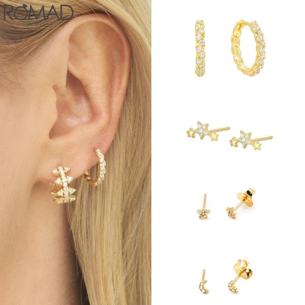 romad fashion s925 sterling silver earrings stud circle zircon earrings star moon for female gifts, Golden;silver
romad fashion s925 sterling silver earrings stud circle zircon earrings star moon for female gifts, Golden;silver