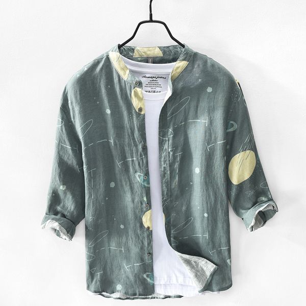 100% pure льняной рубахе человек вскользь три четверти рукавом 2020 новая мода рыхлой мужская одежда y2940, White;black 
100% pure льняной рубахе человек вскользь три четверти рукавом 2020 новая мода рыхлой мужская одежда y2940, White;black