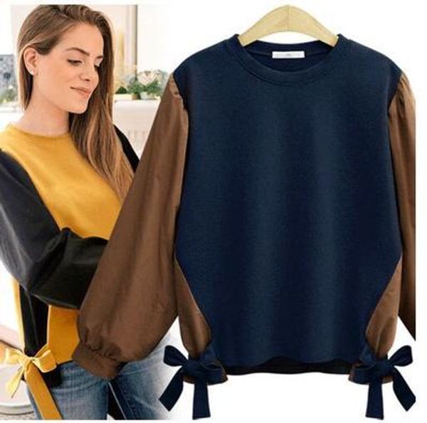 fashion patchwork women sweatshirt 2018 autumn female bow long sleeve casual women hoodies plus size xl-5xl pullovers, Black
fashion patchwork women sweatshirt 2018 autumn female bow long sleeve casual women hoodies plus size xl-5xl pullovers, Black
