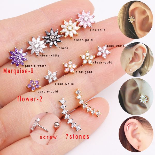sellsets 1 piece gold color stainless steel barbell cz crystal flower earrings rook tragus helix conch cartilage studs piercing, Slivery;golden
sellsets 1 piece gold color stainless steel barbell cz crystal flower earrings rook tragus helix conch cartilage studs piercing, Slivery;golden