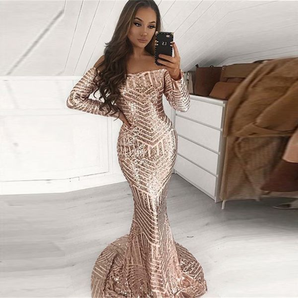 Sexy Off the Shoulder Sequins Prom Dresses Mermaid Mermaid Long-Sleeves Evening Dresses Sparkly Plus Size Party Gowns Custom Made
Sexy Off the Shoulder Sequins Prom Dresses Mermaid Mermaid Long-Sleeves Evening Dresses Sparkly Plus Size Party Gowns Custom Made