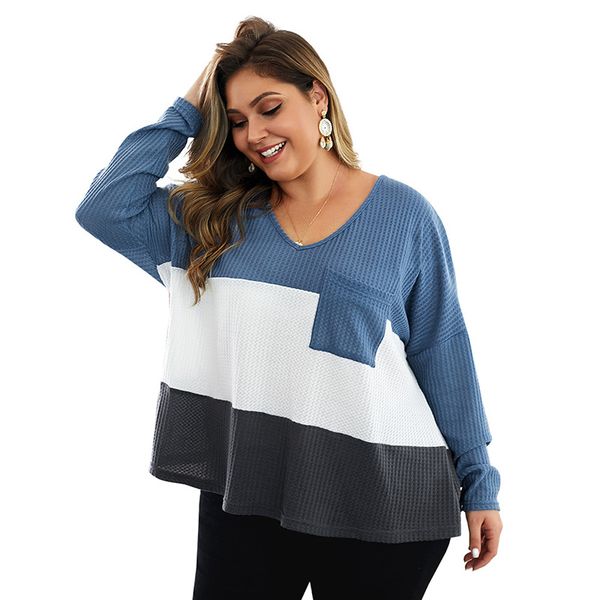 plus size autumn winter casual long sleeve knit pullovers women fashion patchwork sweater pull femme v-neck pocket sweaters, White;black
plus size autumn winter casual long sleeve knit pullovers women fashion patchwork sweater pull femme v-neck pocket sweaters, White;black