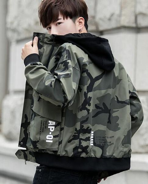 spring autumn new youth men's clothing short camouflage jacket outerwear student hooded jacket, Black;brown
spring autumn new youth men's clothing short camouflage jacket outerwear student hooded jacket, Black;brown