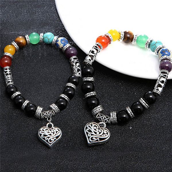 7 chakra bracelets bangles colors mixed healing crystals stone chakra pray mala heart charm bracelet jewelry, Black
7 chakra bracelets bangles colors mixed healing crystals stone chakra pray mala heart charm bracelet jewelry, Black