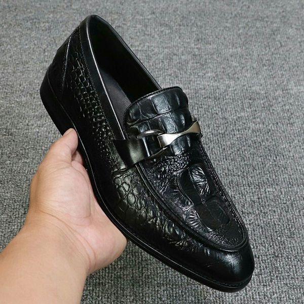 new fashion men formal business brogue shoes luxury men's crocodile dress shoes male casual genuine leather wedding party loafers origi, Black 
new fashion men formal business brogue shoes luxury men's crocodile dress shoes male casual genuine leather wedding party loafers origi, Black
