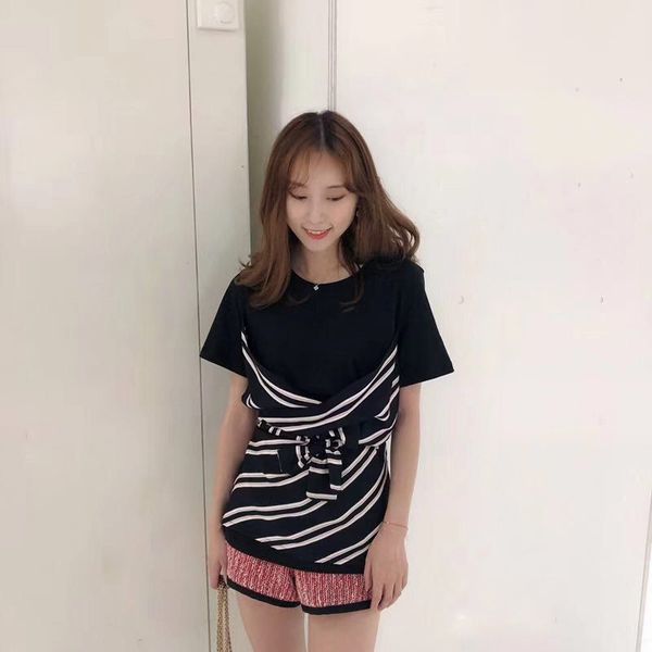 women t-shirt 2019 spring and summer slim fashion lace stitching striped short-sleeved t-shirt round neck top, White
women t-shirt 2019 spring and summer slim fashion lace stitching striped short-sleeved t-shirt round neck top, White