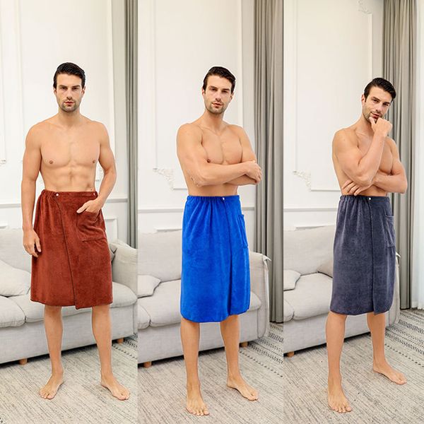 

140*70cm men's wearable magic towels men's bath towel with pocket soft beach towel home clothing t2i5134, Blue;gray