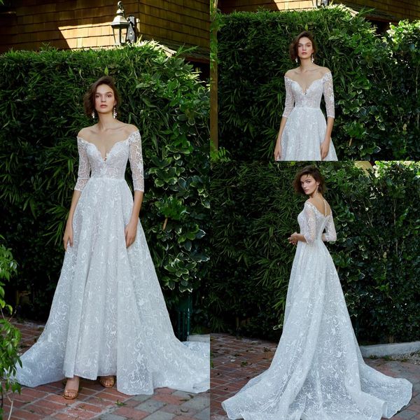2020 lace wedding dresses off shoulder long sleeve appliques bridal gowns button back sweep train a line wedding dress robe de mariee, White
2020 lace wedding dresses off shoulder long sleeve appliques bridal gowns button back sweep train a line wedding dress robe de mariee, White