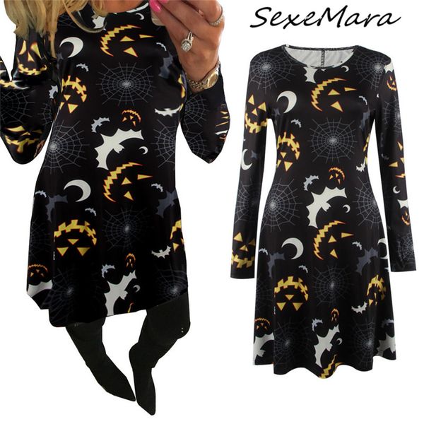2019 autumn halloween style fashion women dress casual long sleeve print o-neck mini dress, Black;gray
2019 autumn halloween style fashion women dress casual long sleeve print o-neck mini dress, Black;gray