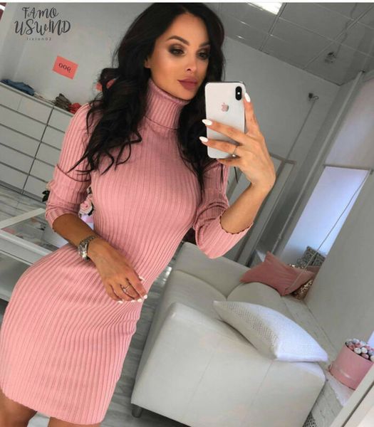 women high neck slim knitted solid wool mini dresses fashion ladies basic long sleeve winter autumn warm dresses, Black;gray
women high neck slim knitted solid wool mini dresses fashion ladies basic long sleeve winter autumn warm dresses, Black;gray