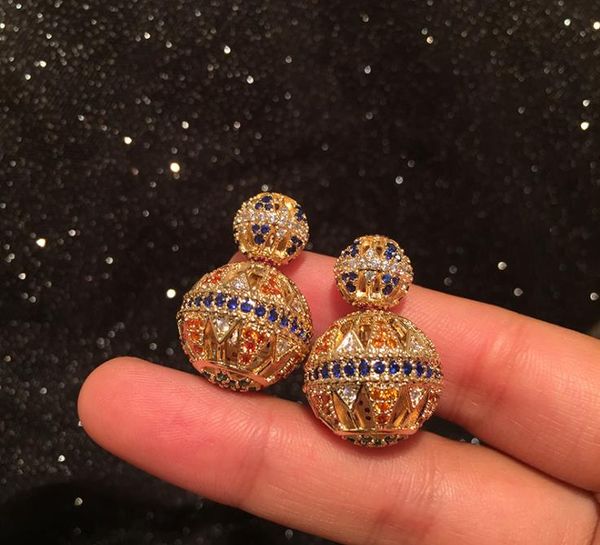 silver needle double-sided hollow ball earrings luxury micro setting zircon earrings, Golden;silver
silver needle double-sided hollow ball earrings luxury micro setting zircon earrings, Golden;silver