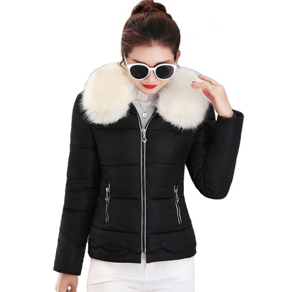 new winter jackets for women with white necks in 2019, Black