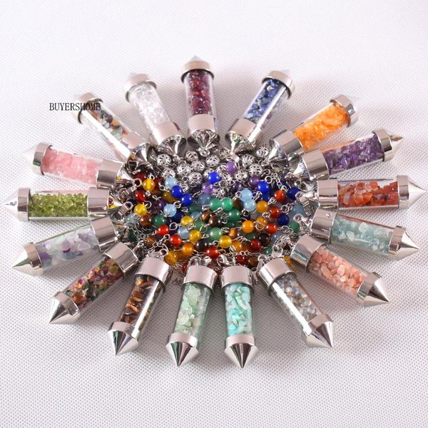 7 chakra wishing bottle pendulum reiki natural chip stone pendant necklace for women men divination amulet 1pcs k600, Bronze;silver
7 chakra wishing bottle pendulum reiki natural chip stone pendant necklace for women men divination amulet 1pcs k600, Bronze;silver
