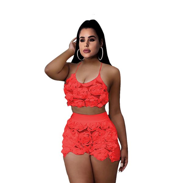 fashion 3 d rose pattern lace halter scoop short with shorts women's two piece pants for night club party, White;black
fashion 3 d rose pattern lace halter scoop short with shorts women's two piece pants for night club party, White;black