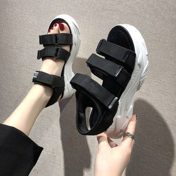 women's platform casual sports sandals ankle strap hook loop flat ladies shoes summer comfortable cool girl footwear female 2020, Black
women's platform casual sports sandals ankle strap hook loop flat ladies shoes summer comfortable cool girl footwear female 2020, Black