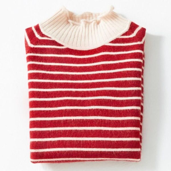 women autumn casual turtleneck short sweaters warm cashmere stripe sweaters female slim knitted pullover, White;black
women autumn casual turtleneck short sweaters warm cashmere stripe sweaters female slim knitted pullover, White;black