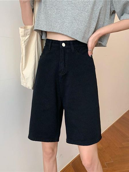 women's shorts jeans women solid straight clothing womens summer high waist girl knee-length, White;black
women's shorts jeans women solid straight clothing womens summer high waist girl knee-length, White;black