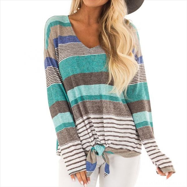 women's colorful stripe printing round collar long sleeve hem knot t-shirt women's colorful stripe digital digital printing round, White
women's colorful stripe printing round collar long sleeve hem knot t-shirt women's colorful stripe digital digital printing round, White