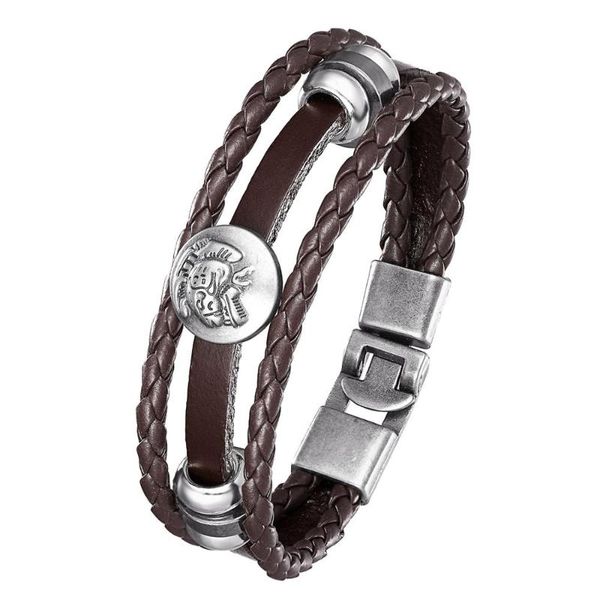 beaded, strands lucky vintage leather bracelet men's alloy monster head multilayer woven woman pulseira masculina 7.87 ", Black
beaded, strands lucky vintage leather bracelet men's alloy monster head multilayer woven woman pulseira masculina 7.87 ", Black