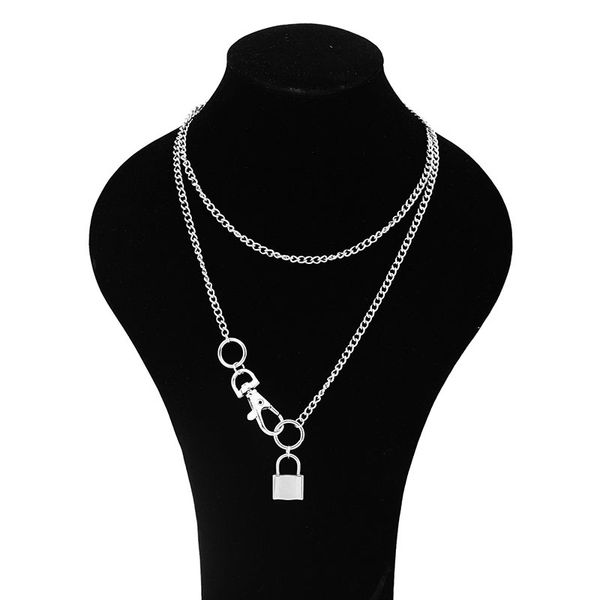 pendant necklaces hip hop punk double chain necklace women stainless steel lock party men jewelry, Silver
pendant necklaces hip hop punk double chain necklace women stainless steel lock party men jewelry, Silver