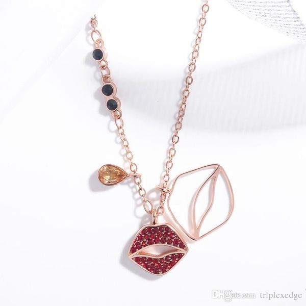 swan brand 18k gold inlaid austrian crystal red lip pendant necklace women's personality fashion jewelry valentine's day, Silver
swan brand 18k gold inlaid austrian crystal red lip pendant necklace women's personality fashion jewelry valentine's day, Silver