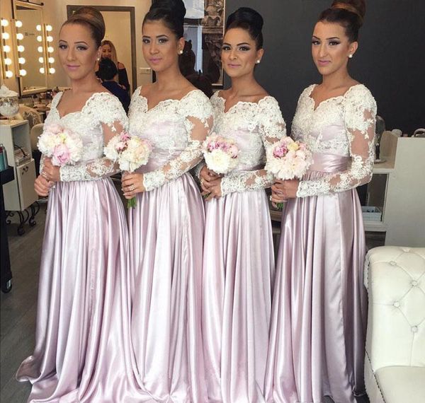 modest long sleeves bridesmaid dresses a line applique summer country garden formal wedding party guest maid of honor gowns plus size, White;pink
modest long sleeves bridesmaid dresses a line applique summer country garden formal wedding party guest maid of honor gowns plus size, White;pink