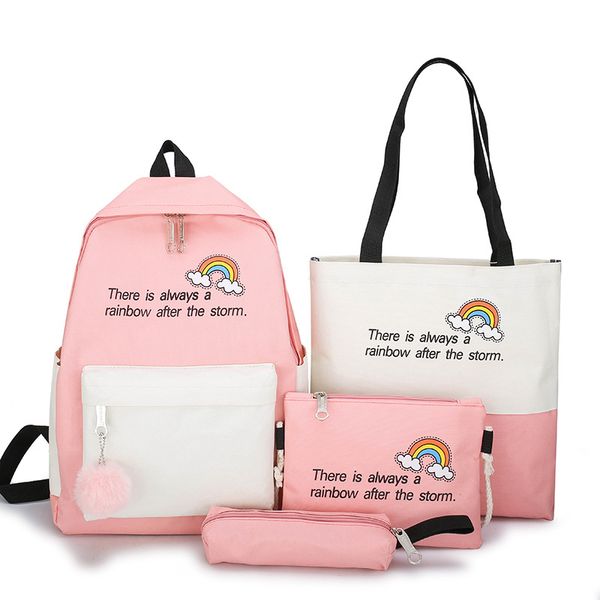 2020 4pcs/set canvas school bags for teenager girls students women school travel lapbackpacks college book bags