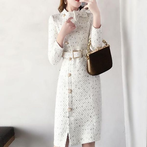 2020 new arrival winter runway women elegant tweed dress bow collar long sleeve female chic dresses vestidos dc867, Black;gray
2020 new arrival winter runway women elegant tweed dress bow collar long sleeve female chic dresses vestidos dc867, Black;gray