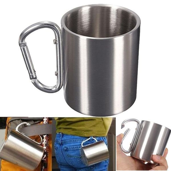 outdoor camping cup stainless steel coffee mug 220ml 300ml 350ml carabiner hook double wall mugs with box ing
outdoor camping cup stainless steel coffee mug 220ml 300ml 350ml carabiner hook double wall mugs with box ing