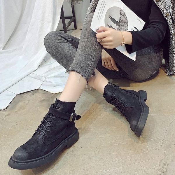new autumn/winter 2019 women's boots with solid color side zipper, thick sole, casual metal buckle, women's cotton leather boots, Black
new autumn/winter 2019 women's boots with solid color side zipper, thick sole, casual metal buckle, women's cotton leather boots, Black