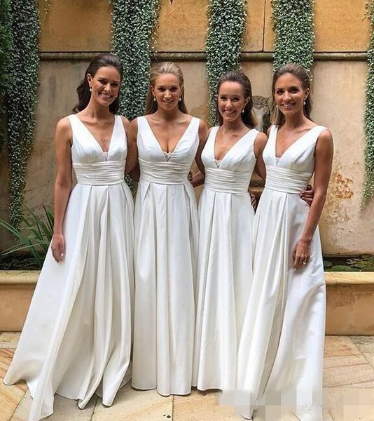 2020 ivory v neck bridesmaid dresses satin floor length ruched pleats maid of honor gown wedding guest party formal wear custom made, White;pink
2020 ivory v neck bridesmaid dresses satin floor length ruched pleats maid of honor gown wedding guest party formal wear custom made, White;pink