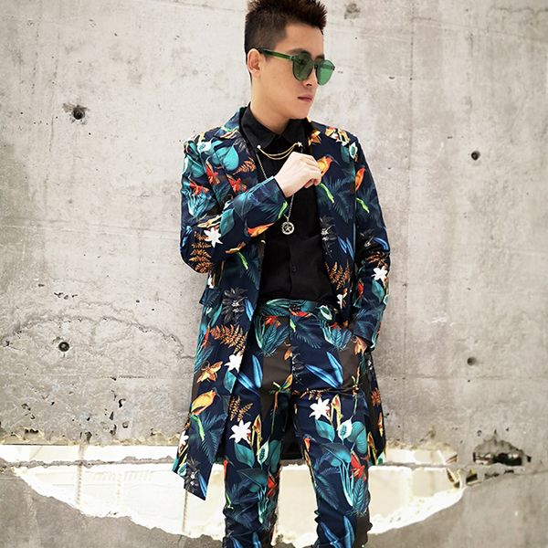 men fashion casual flower suits sets 2pcs (jacket+pant) male long slim fit blazer jacket nightclub stage show singer dj costume, White;black
men fashion casual flower suits sets 2pcs (jacket+pant) male long slim fit blazer jacket nightclub stage show singer dj costume, White;black