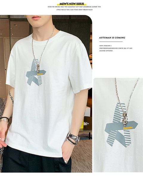 2020 new short-sleeved t-shirt men's trendy brand half-sleeved body korean version of the trend ins summer loose cotton clothes, White;black
2020 new short-sleeved t-shirt men's trendy brand half-sleeved body korean version of the trend ins summer loose cotton clothes, White;black