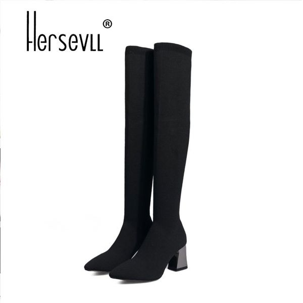 2018 knee-high boots for women winter women's high boots elastic shoes knitted stockings winter for girls high heels, Black
2018 knee-high boots for women winter women's high boots elastic shoes knitted stockings winter for girls high heels, Black