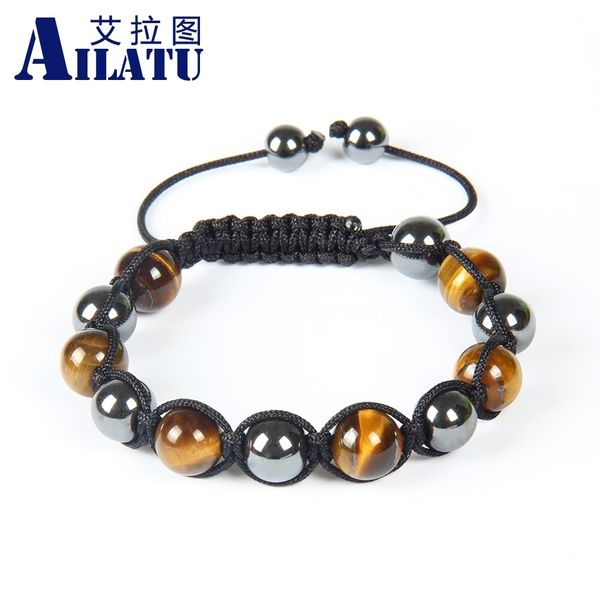 ailatu wholesale 10 pcs stone macrame bracelet fashion hematite and tiger eye jewelry for love or friend, Golden;silver 
ailatu wholesale 10 pcs stone macrame bracelet fashion hematite and tiger eye jewelry for love or friend, Golden;silver