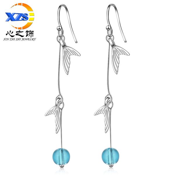 senz shi people fish-tail earrings japanese and korean-style temperament blue artificial crystal long design cold wind ins earrings, Silver
senz shi people fish-tail earrings japanese and korean-style temperament blue artificial crystal long design cold wind ins earrings, Silver