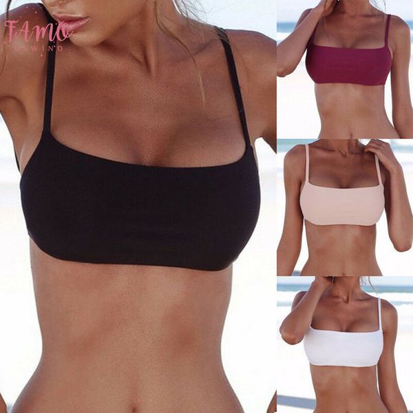 bathing new unpadded bikini pure color swimwear women suit women swimming monokini crop new only top, White;black
bathing new unpadded bikini pure color swimwear women suit women swimming monokini crop new only top, White;black
