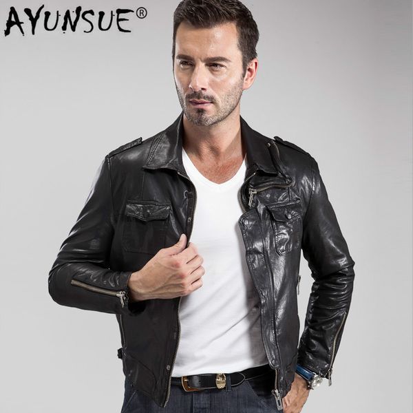 ayunsue 2019 genuine leather jacket men slim spring autumn short coat goatskin motorcycle jacket man vintage a14dj2880 kj2452, Black
ayunsue 2019 genuine leather jacket men slim spring autumn short coat goatskin motorcycle jacket man vintage a14dj2880 kj2452, Black