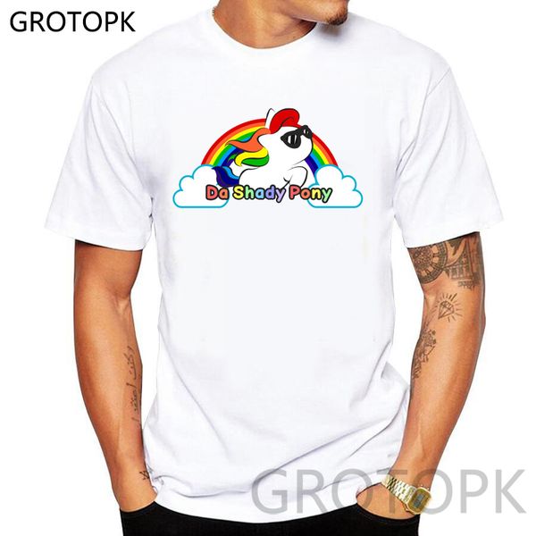 

da shady unicorn design men's t-shirt pride lgbt gay lesbian rainbow prints harajuku casual t shirt men tee shirt homme, White;black