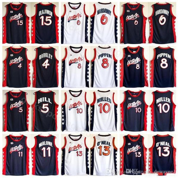 1996 us basketball jersey dream three 4 charles barkley 5 hill 10 miller 6 penny hardaway 8 scottie pippen 15 hakeem olajuwon american, Black;red
1996 us basketball jersey dream three 4 charles barkley 5 hill 10 miller 6 penny hardaway 8 scottie pippen 15 hakeem olajuwon american, Black;red