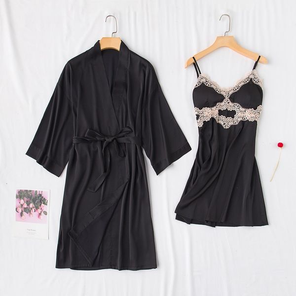 black nightgown sleepwear homewear 2pcs robe suit women home clothing intimate lingerie casual lace sleep set negligee, Black;red
black nightgown sleepwear homewear 2pcs robe suit women home clothing intimate lingerie casual lace sleep set negligee, Black;red