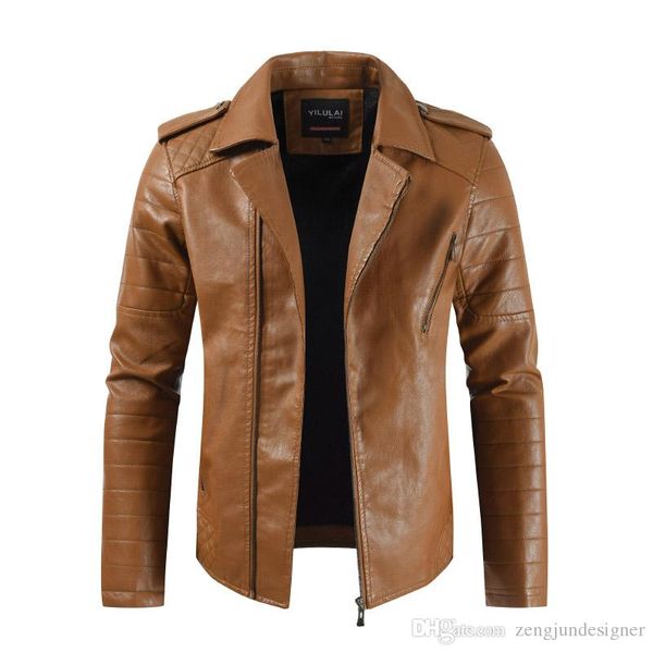 mens autumn designer leather lapel neck zipper solid color homme clothing fashion designer pu jacket casual apparel, Black
mens autumn designer leather lapel neck zipper solid color homme clothing fashion designer pu jacket casual apparel, Black